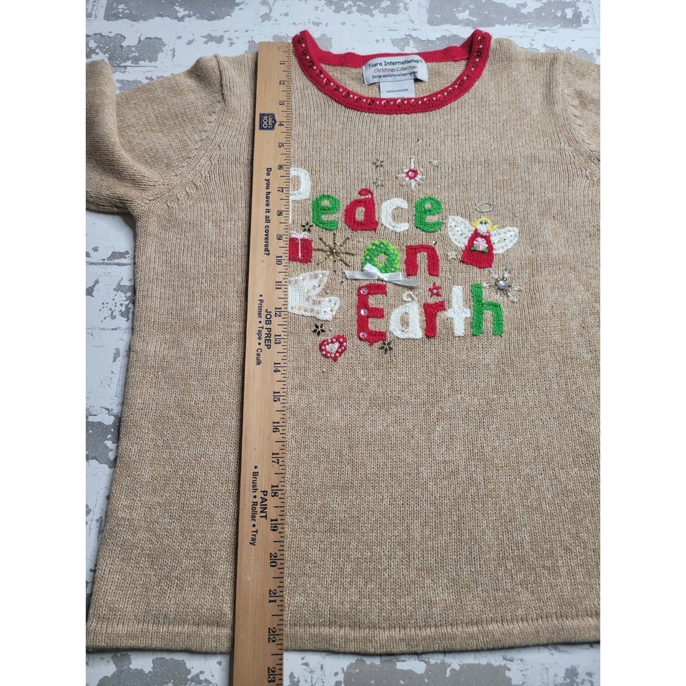 Tiara International Christmas Collection Sweater‎ Peach on Earth Women's Medium - Picture 6 of 7